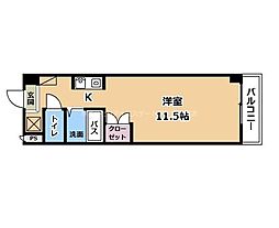 サンシャイン 6階ワンルームの間取り