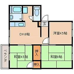 タウニィ1 1階3DKの間取り