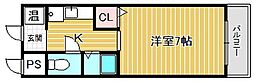 クラージュ21 1Kの間取図画像