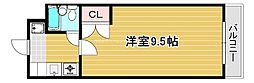 レイクシティ上笠 1Kの間取図画像