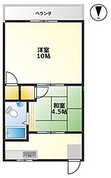 ニューハイツ青山 2Kの間取図画像