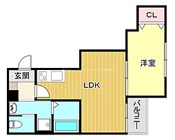 ALEGRIA草津 1LDKの間取図画像