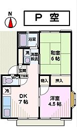カルムK 2DKの間取図画像