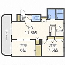 北海道札幌市南区南沢二条3丁目（賃貸マンション2LDK・4階・56.87㎡） その2