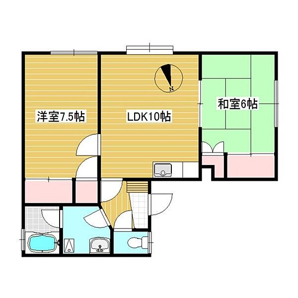 北海道札幌市南区南沢一条1丁目(賃貸アパート2LDK・2階・52.45㎡)の写真 その2
