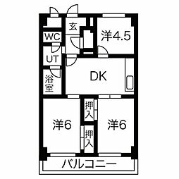 シオン澄川 3DKの間取図画像