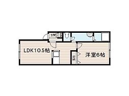 ブランノア川沿 1LDKの間取図画像