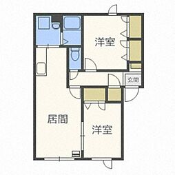カサベルデ 2LDKの間取図画像