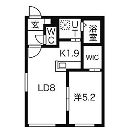 ル・コンフォール 1LDKの間取図画像