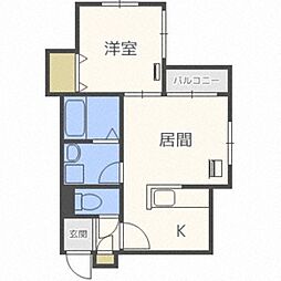 プラトリーナ澄川 1LDKの間取図画像