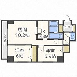 エステラ真駒内 2LDKの間取図画像