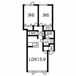 アムール43 2LDKの間取図画像