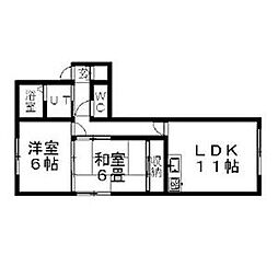 コーポこうらく 2LDKの間取図画像