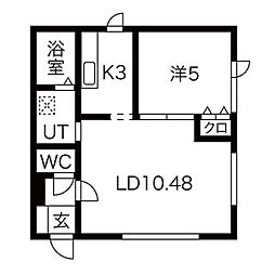 グローリー澄川 1LDKの間取図画像