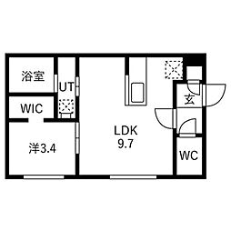 Proud3・4(プラウド3・4) 1LDKの間取図画像