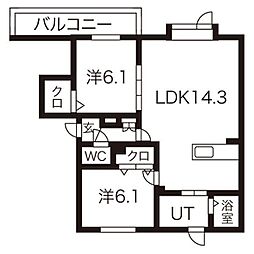 アムールアドニス 2LDKの間取図画像