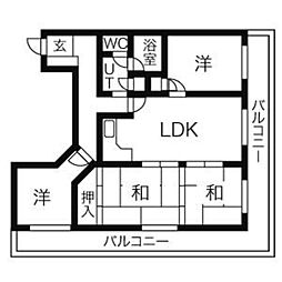 ビバリーハウス川沿 4LDKの間取図画像