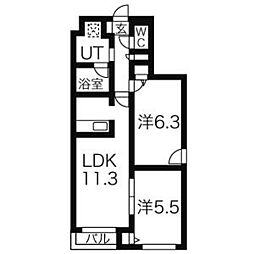 プリマベーラ 2LDKの間取図画像