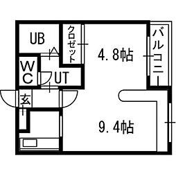 ホークメゾン札幌2号館 1LDKの間取図画像