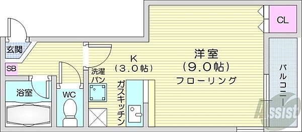 ベルメゾン北22条 ｜北海道札幌市北区北二十二条西8丁目(賃貸マンション1K・4階・25.80㎡)の写真 その2