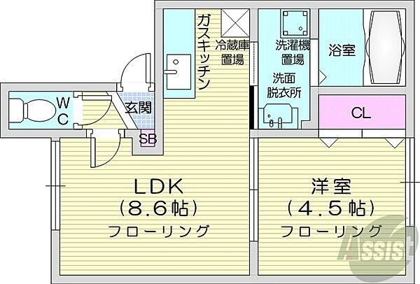 ヴィラージュ空港通 ｜北海道札幌市東区北四十条東10丁目(賃貸アパート1LDK・3階・28.98㎡)の写真 その2