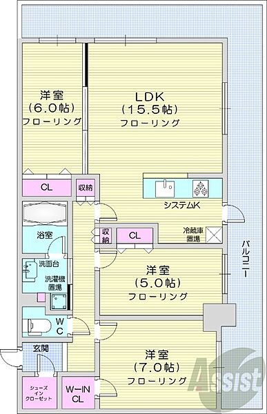 北海道札幌市中央区南二条西3丁目(賃貸マンション3LDK・11階・78.11㎡)の写真 その2