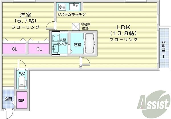 北海道札幌市中央区南二十三条西11丁目(賃貸マンション1LDK・3階・50.35㎡)の写真 その2