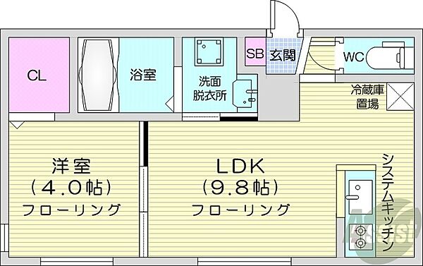 北海道札幌市中央区南十条西1丁目(賃貸マンション1LDK・2階・32.68㎡)の写真 その2