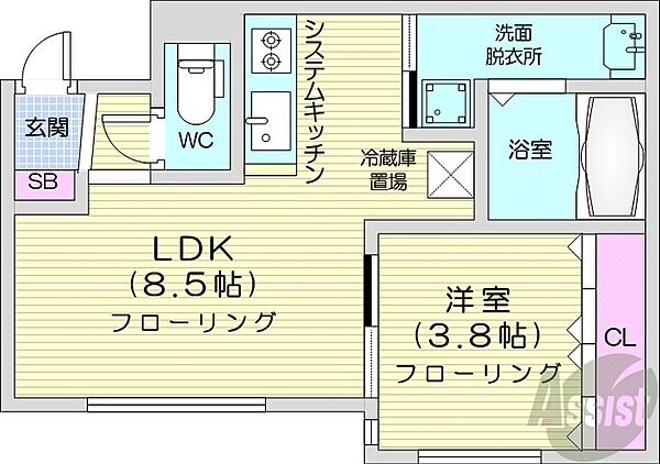 北海道札幌市中央区南十条西1丁目(賃貸マンション1LDK・4階・32.68㎡)の写真 その2