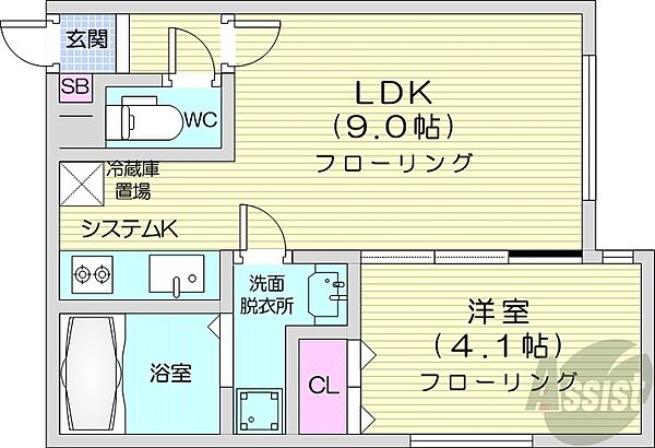 北海道札幌市白石区本郷通11丁目北(賃貸マンション1LDK・3階・29.60㎡)の写真 その2