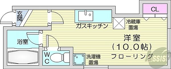 北海道札幌市中央区南十六条西9丁目(賃貸アパート1R・2階・23.10㎡)の写真 その2