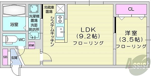 北海道札幌市中央区北八条西24丁目(賃貸マンション1LDK・1階・30.40㎡)の写真 その2