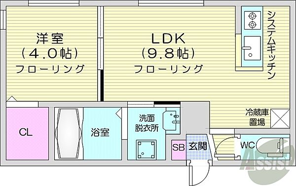 北海道札幌市中央区南十条西1丁目(賃貸マンション1LDK・1階・32.68㎡)の写真 その2