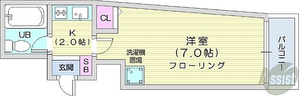 北海道札幌市中央区北一条西20丁目(賃貸マンション1K・2階・17.50㎡)の写真 その2