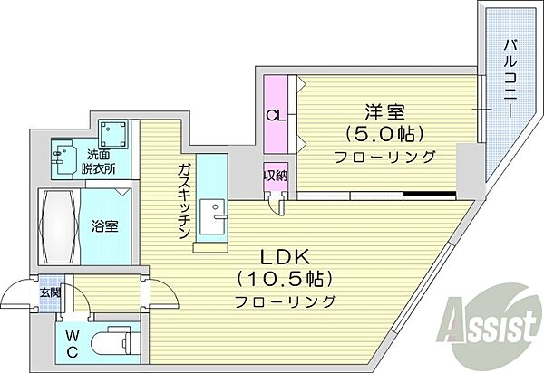 北海道札幌市中央区北六条西26丁目(賃貸マンション1LDK・3階・34.90㎡)の写真 その2