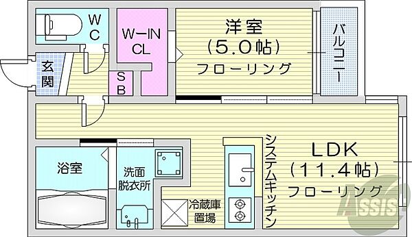北海道札幌市中央区南八条西6丁目(賃貸マンション1LDK・4階・35.63㎡)の写真 その2