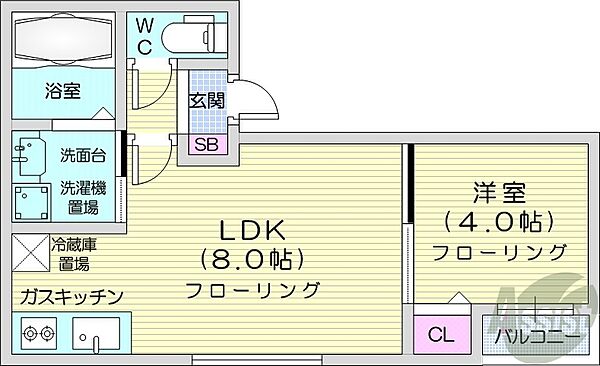 北海道札幌市中央区南三条西12丁目(賃貸マンション1LDK・4階・30.80㎡)の写真 その2