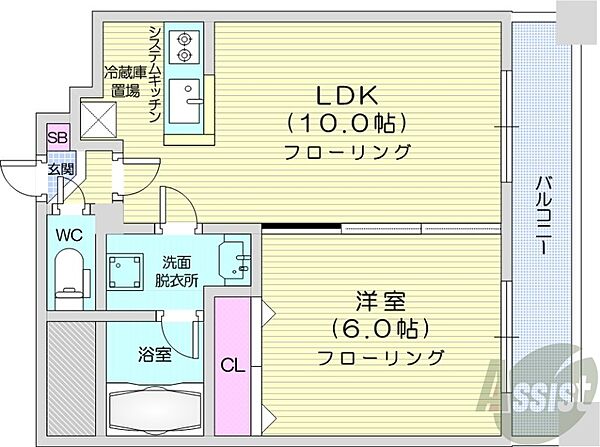 北海道札幌市中央区北一条西19丁目(賃貸マンション1LDK・2階・33.08㎡)の写真 その2