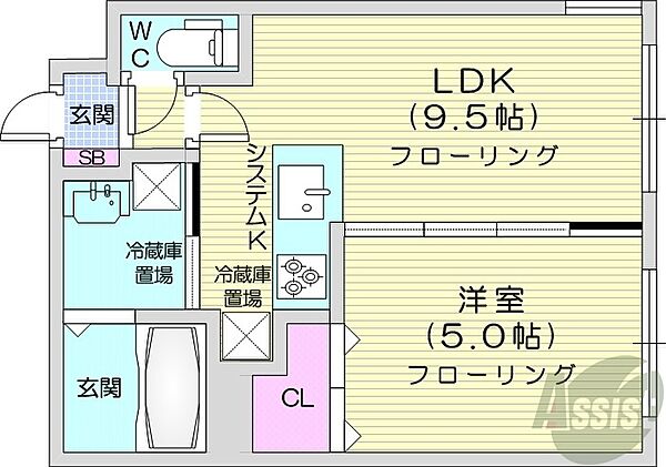 北海道札幌市中央区南二十二条西9丁目(賃貸マンション1LDK・4階・33.92㎡)の写真 その2