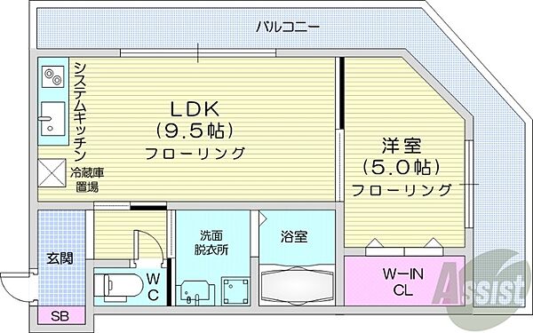 北海道札幌市中央区北五条西28丁目(賃貸マンション1LDK・8階・36.94㎡)の写真 その2