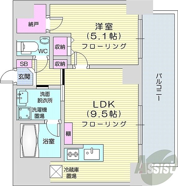 北海道札幌市中央区南二条東4丁目(賃貸マンション1LDK・2階・36.50㎡)の写真 その2