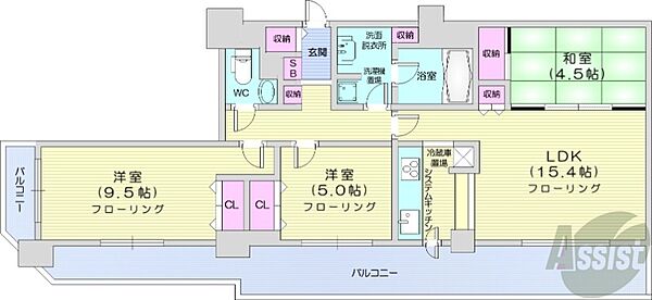 北海道札幌市中央区北三条西16丁目(賃貸マンション3LDK・23階・78.24㎡)の写真 その2