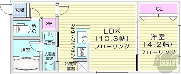 北海道札幌市中央区南十五条西6丁目(賃貸マンション1LDK・5階・34.26㎡)の写真 その2