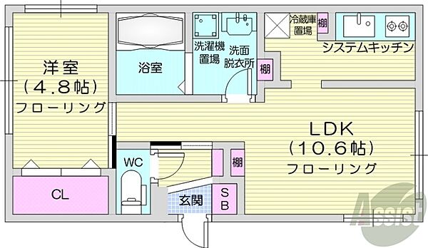 北海道札幌市中央区南十二条西8丁目(賃貸マンション1LDK・3階・35.06㎡)の写真 その2