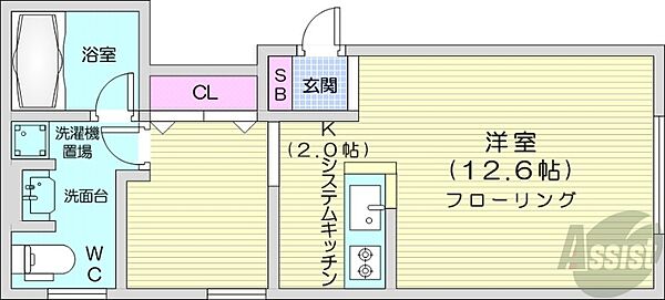 北海道札幌市中央区南十六条西13丁目(賃貸マンション1K・1階・29.00㎡)の写真 その2