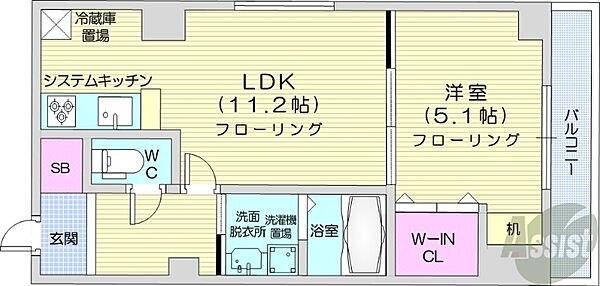 北海道札幌市中央区南一条西10丁目(賃貸マンション1LDK・8階・40.48㎡)の写真 その2