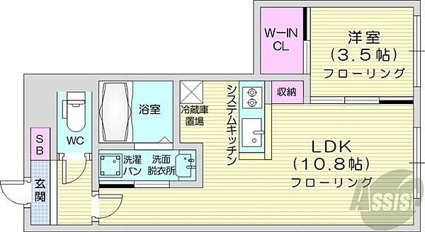北海道札幌市中央区南十六条西9丁目(賃貸マンション1LDK・2階・34.29㎡)の写真 その2