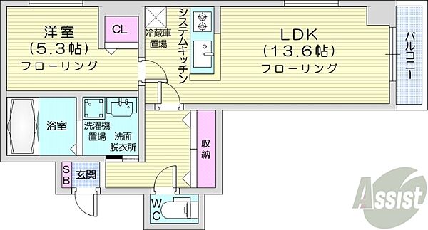 北海道札幌市中央区南六条西18丁目(賃貸マンション1LDK・10階・47.00㎡)の写真 その2
