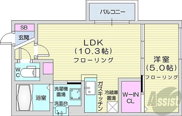 北海道札幌市中央区南二十二条西9丁目(賃貸マンション1LDK・2階・34.85㎡)の写真 その2