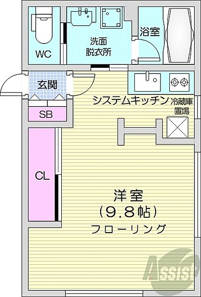 北海道札幌市中央区南五条西9丁目(賃貸マンション1K・4階・25.16㎡)の写真 その2